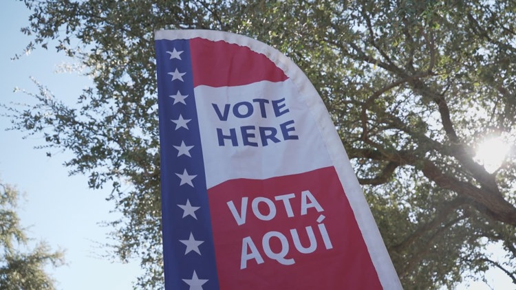A family voting together at a local polling place in Irving, Texas.
